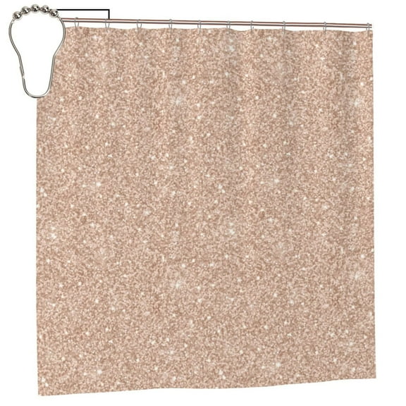 Rateoe Beige Sparkling Glitter Shower Curtain - Fancy Bathroom Shower Curtain Sets - Waterproof Shower Curtain with Hooks with 12 Plastic Hooks 72x72 Inches
