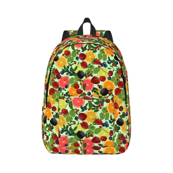 Rateoe Berries And Citrus Pattern Canvas College Laptop Backpack,Travel Daypack,Durable Rucksack Travel Notebook Bag School Backpack Book Bag for Men Women-Small