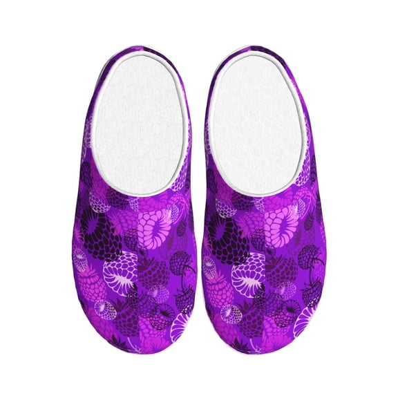 Rateoe Berry Raspberry Print Women's Men's Cotton Knit Slippers Lightweight Memory Foam Indoor House Shoes with Anti-Skid Sole-40/41