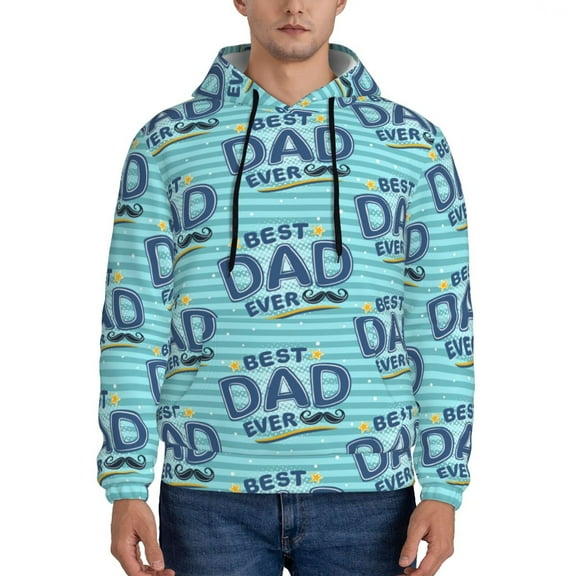 Rateoe Best Dad Ever Pattern Mens Hoodie, Pullover Hooded Sweatshirt, Kangaroo Pocket Hoodie Ideal for Daily Wear, Travel and Home-XX-Large