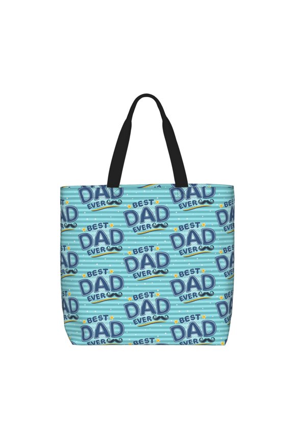 Best Dad Ever Print Lightweight Tote Bag for Women, Water-Resistant Shoulder Bag with Zipper, Spacious Casual Handbag for Work, School, Shopping
