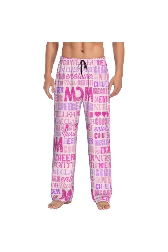 Best Mom ever Pattern Men’s Ultra-Soft Comfy Pajama Lounge Pants Sleepwear,Comfortable Lounge Wear,lightweight Pajamas, Casual Home Wear-Medium