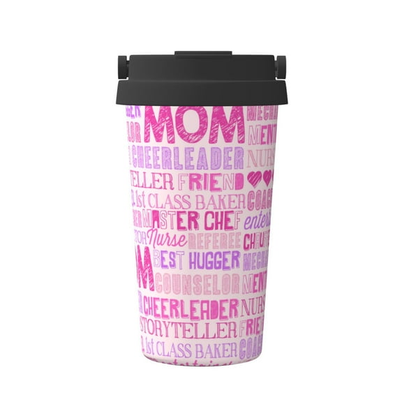 Rateoe Best Mom ever Pattern Travel Coffee Mug Tumbler with Flip Lid | Reusable Insulated Stainless Steel Cold Brew Iced Coffee Cup Thermos
