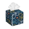 thumbnail image 1 of Rateoe Bicycle Colorful Pattern Tissue Box Cover, Modern Square Decorative Leather Facial Paper Case Organizer Holder Dispenser 5X5X5'', 1 of 1