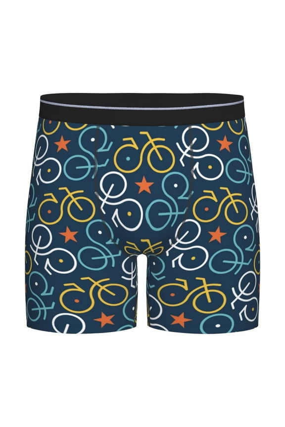 Bicycle Colorful Print Men’s Underwear Boxer Briefs Soft Comfortable Underwear Boxer Briefs, Long Leg Briefs,Anti-chafing Boxer Briefs