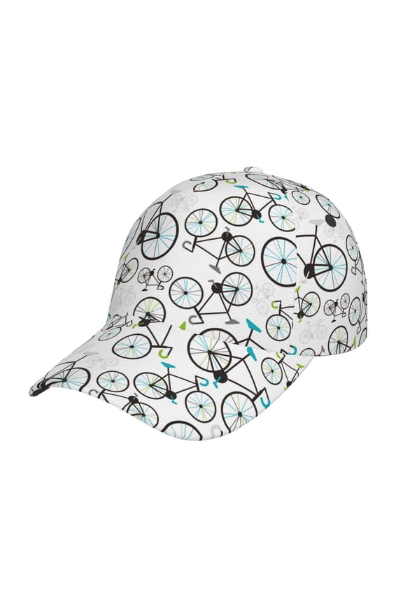 Bicycle Pattern Mens Baseball Cap Adjustable Curved Brim Hat, Soft Cotton Sports Cap for Outdoor, Casual, and Everyday Wear, Comfortable & Breathable