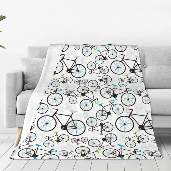 Rateoe Bicycle Print Fuzzy Fleece Throw Blanket Extra Large,Super Soft,Fluffy and Warm Blankets for Couch,Bed,All Season Use (40"x30")