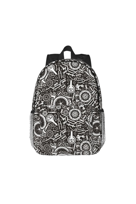 Bicycles Parts Pattern Student Backpack Water-resistant Backpack 15-inch Laptop Backpack Lightweight Adjustable School Backpack
