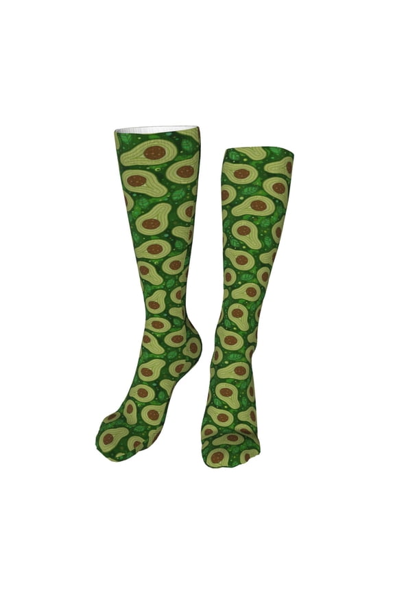 Big Colorful Avocados print Women's Men's Novelty 20in Crew Socks Cotton Socks Knee High Socks for Walking,Running,Nurses,Pregnancy-One Size