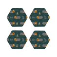 thumbnail image 1 of Rateoe Big Machine Drawing Drink Coasters Set of 4 Leather Coasters Spill Protection for Table Desk,Durable and Non Slip Leather Coaster ,4 Inches Drink Mats-Hexagon, 1 of 6