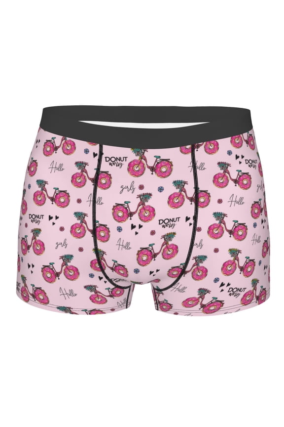 Bike with Donut Wheels Mens Boxer Briefs Poly Spandex Performance Boxer Briefs Underwear Hem Boxer Briefs - X-Large