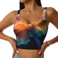 thumbnail image 1 of Rateoe Bioluminescent Underwater Flower Print Womens' Sports Bras Scoop Neck Sports Vest- Padded U Back Seamless High Impact Support-Large, 1 of 8