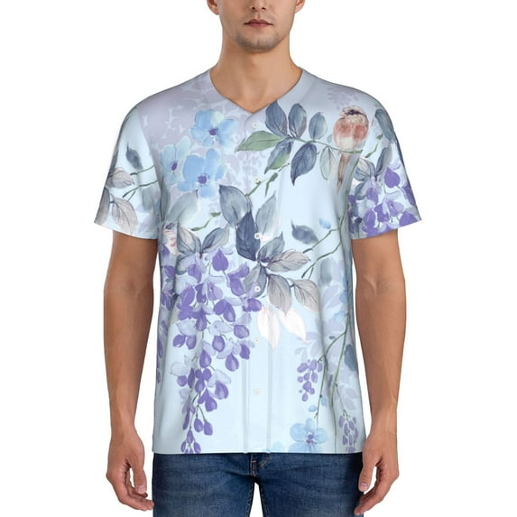 Rateoe Bird Butterfly Stripe Pattern Men’s Baseball Short Sleeve Polo Shirt, Midweight Men's Shirt Golf Shirt Polo Shirts Quick Dry Short-X-Large