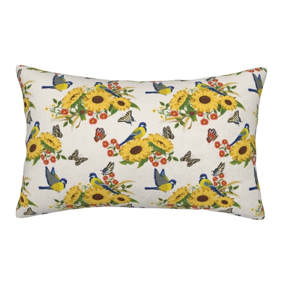 Rateoe Bird Sunflowers Pattern Pillow Covers with Invisible Zipper(Pillows are not Included) Standard Pillowcases-14"x20"