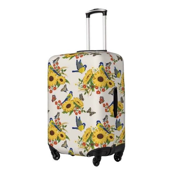 Rateoe Bird Sunflowers Printed Luggage Cover, Suitcase Protector Fits 18-32 Inch Luggage-Small
