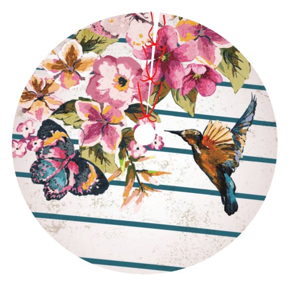 Rateoe Bird and Floral Print Christmas Tree Skirt 48" for Xmas Holiday New Year Party Circle Tree Mat Ornaments Decoration