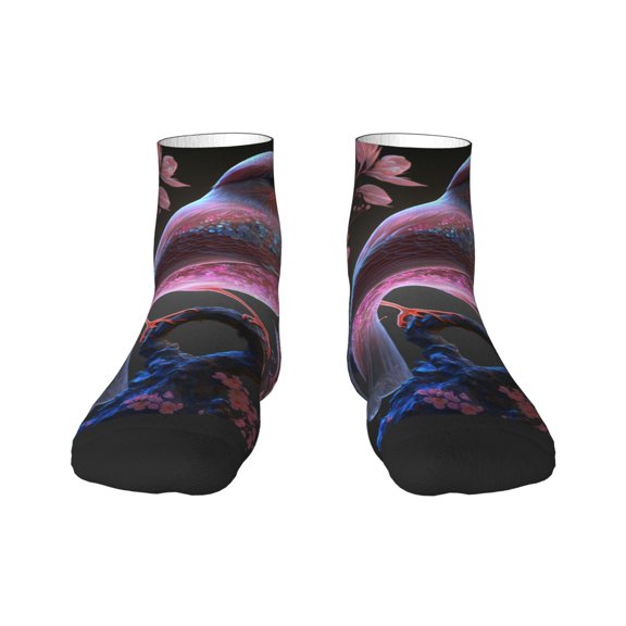 Rateoe Bird6 Pattern Quarter Crew Socks,Toe Seamed Ankle Socks,Cotton Cushioned Breathable Athletic Crew Sports Socks