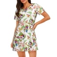 thumbnail image 1 of Rateoe Birds And Flowers Print Women’s Nightdress – Cozy Cotton Short-sleeved Sleep Shirt, Loose-Fit Sleepwear, Perfect for Relaxing and Sleeping, 1 of 6
