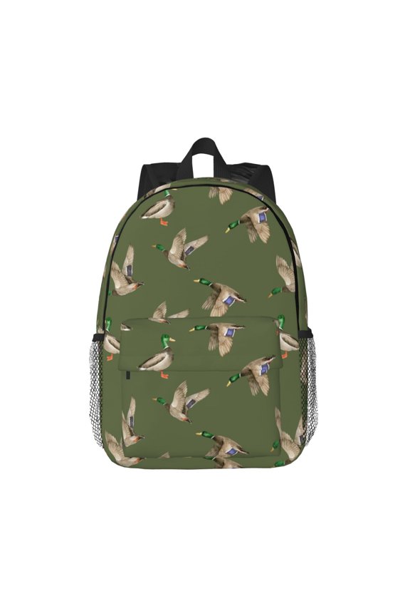 Birds Wild Ducks Pattern Student Backpack Water-resistant Backpack 15-inch Laptop Backpack Lightweight Adjustable School Backpack