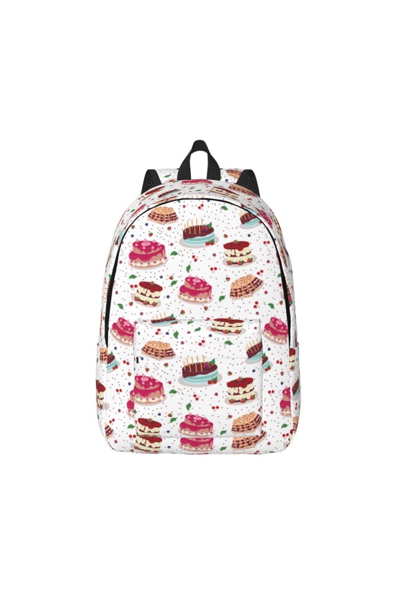 Birthday Cake Pattern Canvas College Laptop Backpack,Travel Daypack,Durable Rucksack Travel Notebook Bag School Backpack Book Bag for Men Women-Small