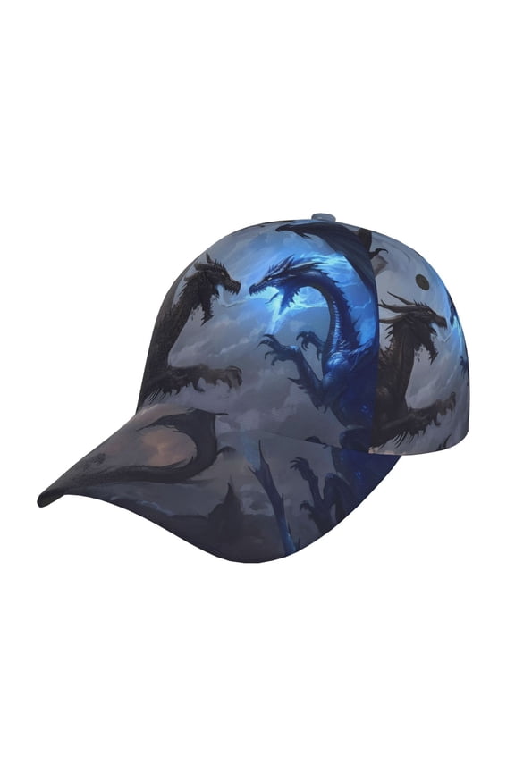 Black And Blue Lightning Dragon Pattern Baseball Cap Outdoor Cap Mountain Dad Hat - Unstructured Soft Cotton Cap-Adjustable UV Protection Cap