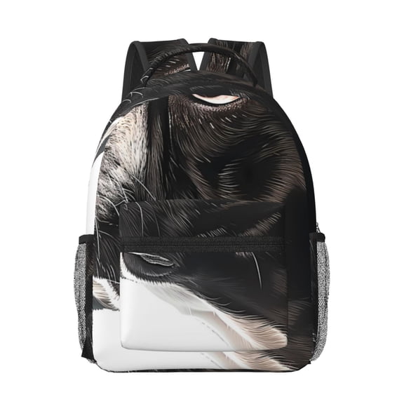 Rateoe Black And White Boston Terrier Pattern Durable Student Backpack Laptop Bag- Ergonomic Design, Waterproof Twill Fabric - Ideal for School, Travel, and Outdoor Activities-One Size