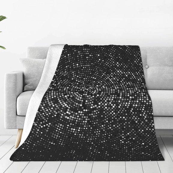 Rateoe Black And White Dotted Print Fuzzy Fleece Throw Blanket Extra Large,Super Soft,Fluffy and Warm Blankets for Couch,Bed,All Season Use (60"x50")