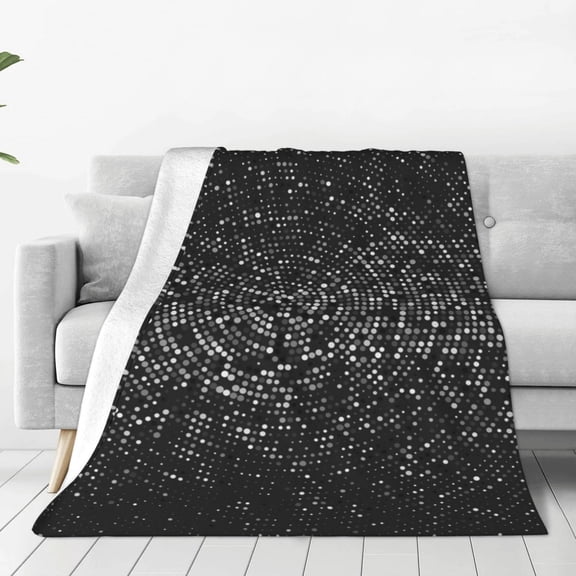 Rateoe Black And White Dotted Print Fuzzy Fleece Throw Blanket Extra Large,Super Soft,Fluffy and Warm Blankets for Couch,Bed,All Season Use (60"x50")