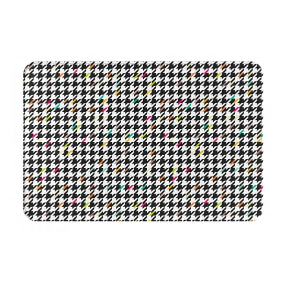 Rateoe Black And White Houndstooth Pattern Flannel Door Mat Indoor Outdoor Entrance, Waterproof All-Weather Doormat,Fade Resistant, Low Profile Entryway Mat 16x24in