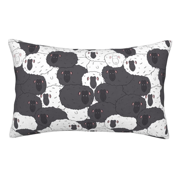 Rateoe Black And White Sheeps Pattern Decorative Pillow Case,Throw Pillow Covers,Plush Pillow Cover,Soft Pillow Case,Velvet Pillow Case-14"x20"