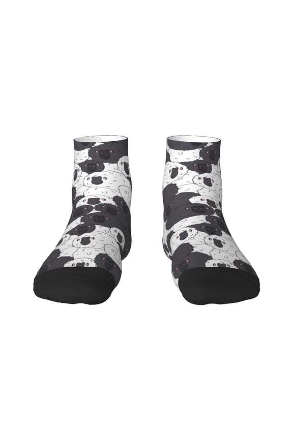 Black And White Sheeps Pattern Quarter Crew Socks,Toe Seamed Ankle Socks,Cotton Cushioned Breathable Athletic Crew Sports Socks