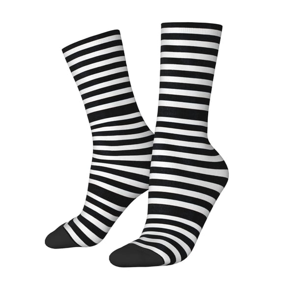 Rateoe Black And White Stripes for Women Casual Calf Socks - Cute Crew Socks - Thin Soft Above Ankle Socks Size 5-11