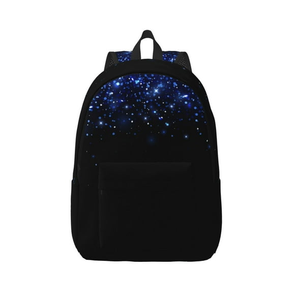 Rateoe Black Blue Glitter Sparkles Pattern Canvas College Laptop Backpack,Travel Daypack,Durable Rucksack Travel Notebook Bag School Backpack Book Bag for Men Women-Medium