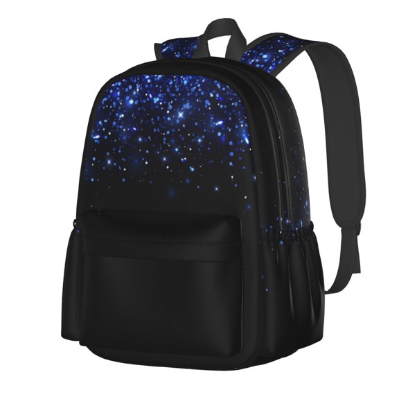 Rateoe Black Blue Glitter Sparkles Pattern Student Backpack,Backpack for School,Lightweight Bag,Travel Backpack,Outdoor Backpack,Large Capacity Backpack
