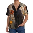 thumbnail image 1 of Rateoe Black Cat in Wildflowers Print Mens Front Pocket Hawaiian Shirts Casual Shirts Short Sleeve Button Down Beach Tropical Shirts-Large, 1 of 5