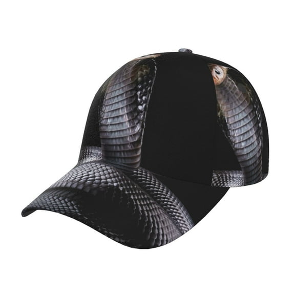 Rateoe Black Cobra Snake Pattern Men’s Baseball Cap – Adjustable Curved Brim Hat, Soft Cotton Sports Cap for Outdoor, Casual, and Everyday Wear, Comfortable & Breathable