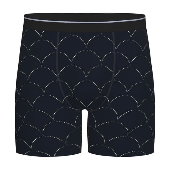 Rateoe Black Fish scales Print Men’s Underwear Boxer Briefs Soft Comfortable Underwear Boxer Briefs, Long Leg Briefs,Anti-chafing Boxer Briefs