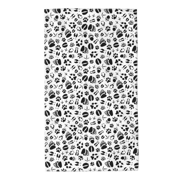 Rateoe Black Footprints Pattern Microfiber Towel, Beach Towel, Pool Towel, Quick-dry Travel Towel, Soft and Plush towel, Absorbent Towel-27.5x16 Inch
