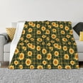 thumbnail image 1 of Rateoe Black Ink Green Plaid Sunflower Pattern Flannel Throw Blanket, Ultra-soft Blanket for Bed, Couch, Car, Hypoallergenic Anti-pilling blanket-80"x60"(Horizontal), 1 of 6