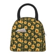 thumbnail image 1 of Rateoe Black Ink Green Plaid Sunflower Pattern Lunch Bag Women, Lunch Box, Lunch Bag, Small Leakproof Lunch Tote Large Capacity Reusable Insulated Cooler Lunch Container, 1 of 6