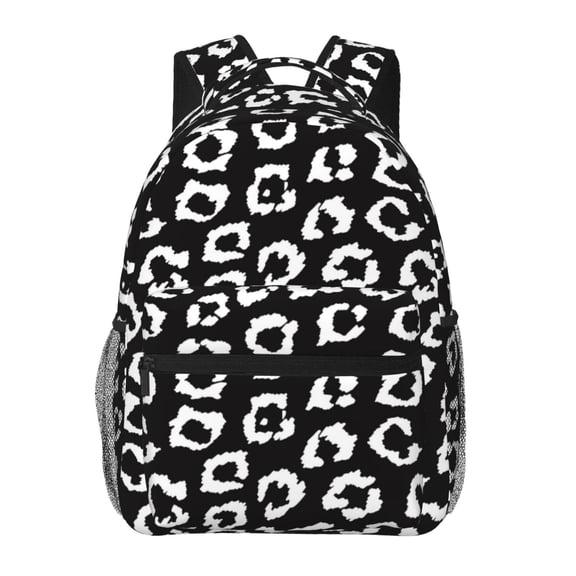 Rateoe Black Leopard Pattern Casual Backpack for School, Work, Travel – Adjustable Straps, Multiple Compartments – Ergonomic Design, Fits Laptops and Tablets