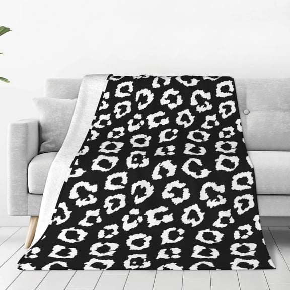 Rateoe Black Leopard Print Fuzzy Fleece Throw Blanket Extra Large,Super Soft,Fluffy and Warm Blankets for Couch,Bed,All Season Use (60"x50")