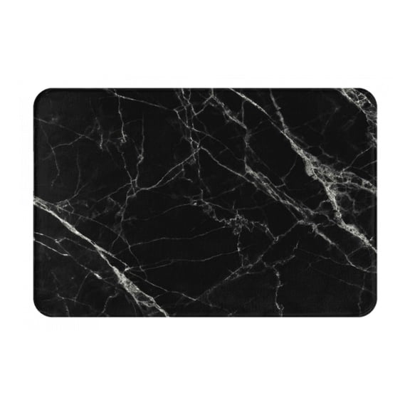 Rateoe Black Marble Texture Abstract Pattern Flannel Door Mat Indoor Outdoor Entrance, Waterproof All-Weather Doormat,Fade Resistant, Low Profile Entryway Mat 16x24in