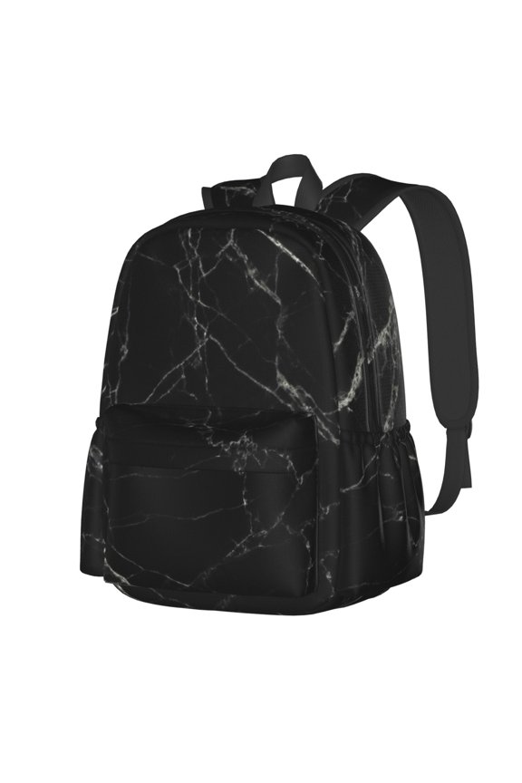 Black Marble Texture Abstract Pattern Student Backpack,Backpack for School,Lightweight Bag,Travel Backpack,Outdoor Backpack,Large Capacity Backpack