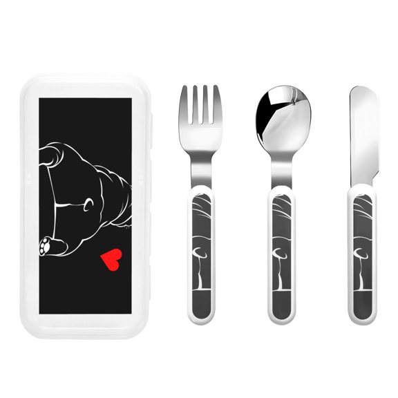 Rateoe Black Marble for Stainless Steel Kids Silverware Set - Child and Toddler Safe Flatware - Children's Knife, Fork And Spoon Set