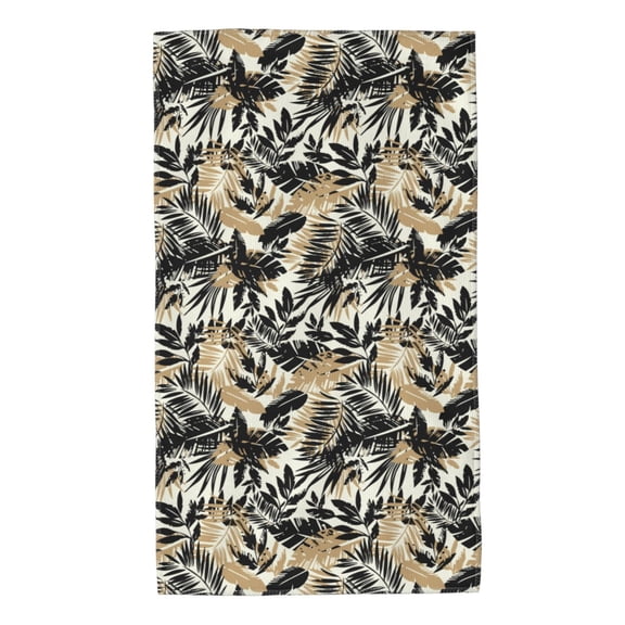 Rateoe Black Palm Leaves Pattern Microfiber Towel, Beach Towel, Pool Towel, Quick-dry Travel Towel, Soft and Plush towel, Absorbent Towel-27.5x16 Inch