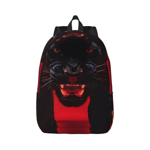 Rateoe Black Panther Red Background Pattern Canvas College Laptop Backpack,Travel Daypack,Durable Rucksack Travel Notebook Bag School Backpack Book Bag for Men Women-Medium