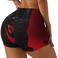 thumbnail image 1 of Rateoe Black Panther Red Background Printed Power Workout Shorts for Women Tummy Control Squat Proof Ribbed Thick Seamless Scrunch Active Short-Medium, 1 of 8