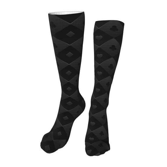 Rateoe Black Poker print Women's Men's Novelty 20in Crew Socks Cotton Socks Knee High Socks for Walking,Running,Nurses,Pregnancy-One Size