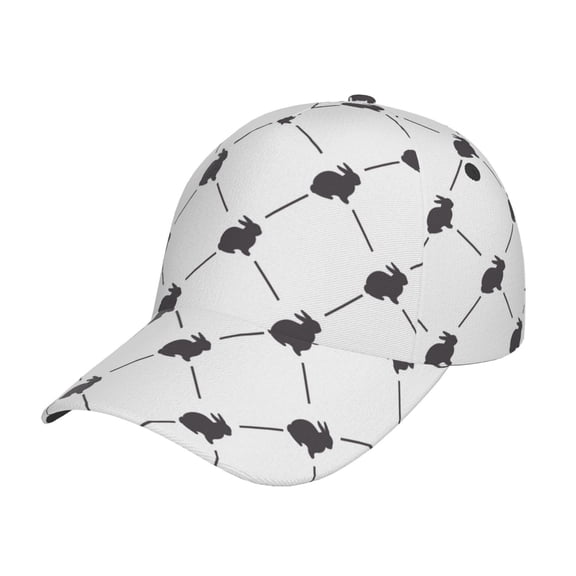 Rateoe Black Rabbit Pattern Men’s Baseball Cap – Adjustable Curved Brim Hat, Soft Cotton Sports Cap for Outdoor, Casual, and Everyday Wear, Comfortable & Breathable